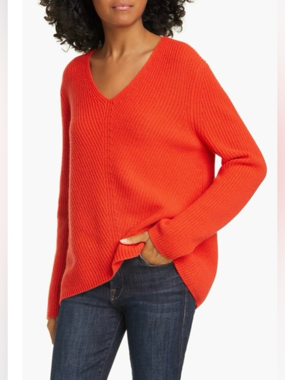 Nordstrom Signature V-Neck
100% Cashmere Sweater Red  NWT 
Long Sleeves Size M